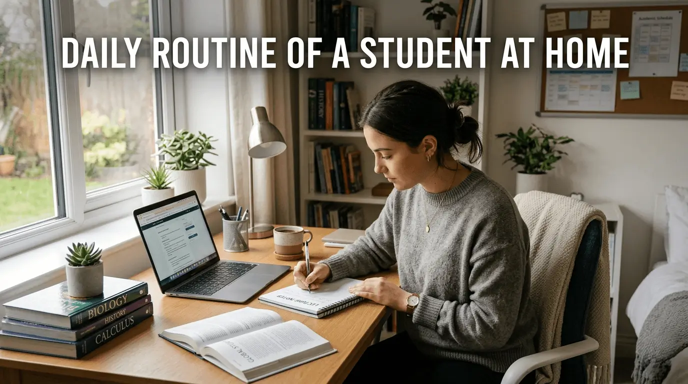daily routine of a student at home
