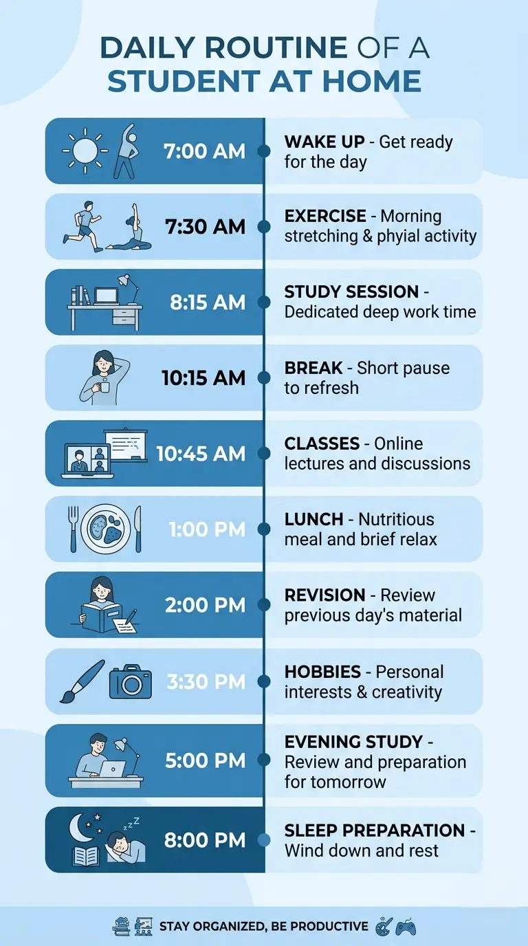 daily routine of a student at home