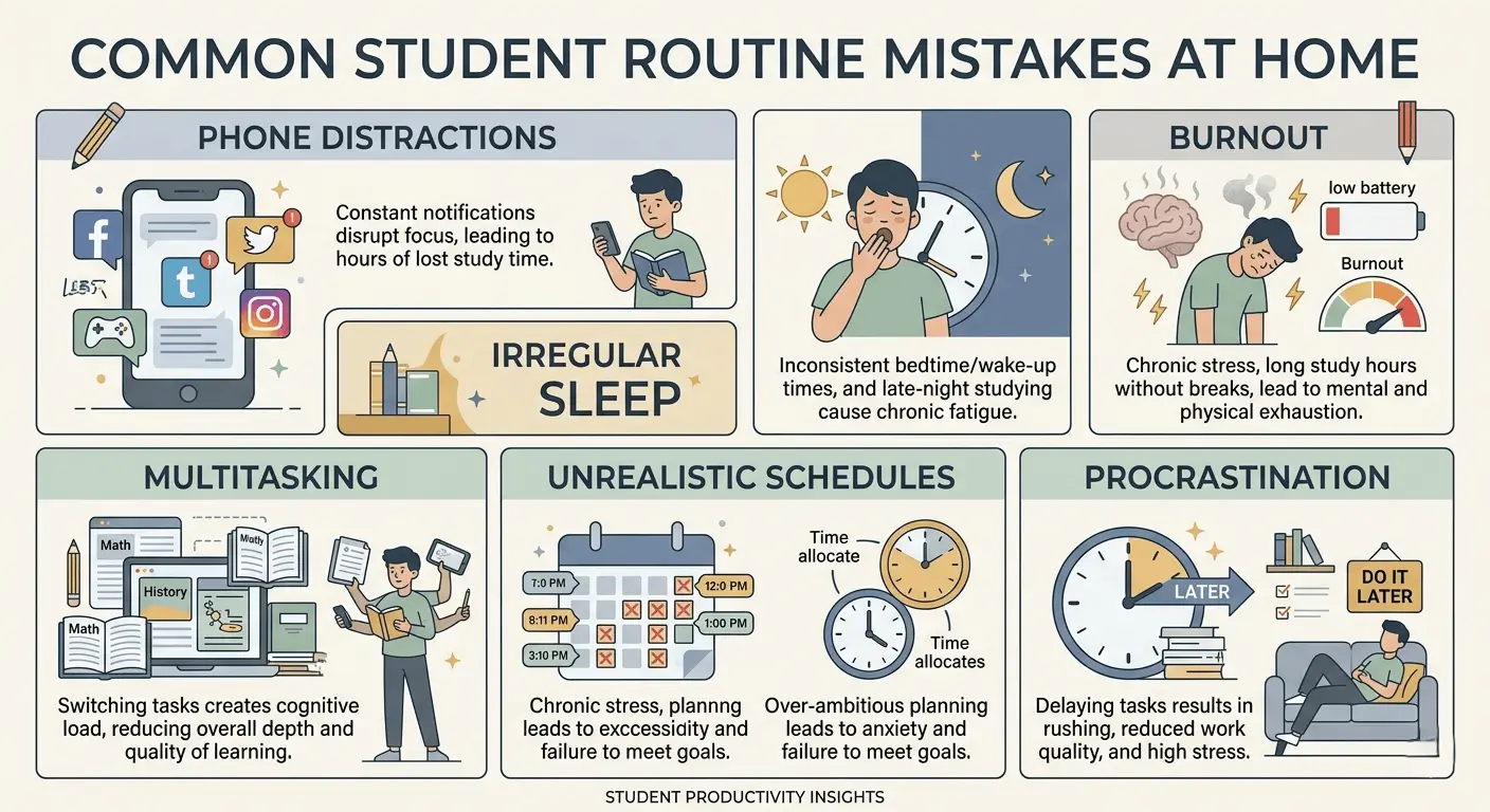 daily routine of a student at home