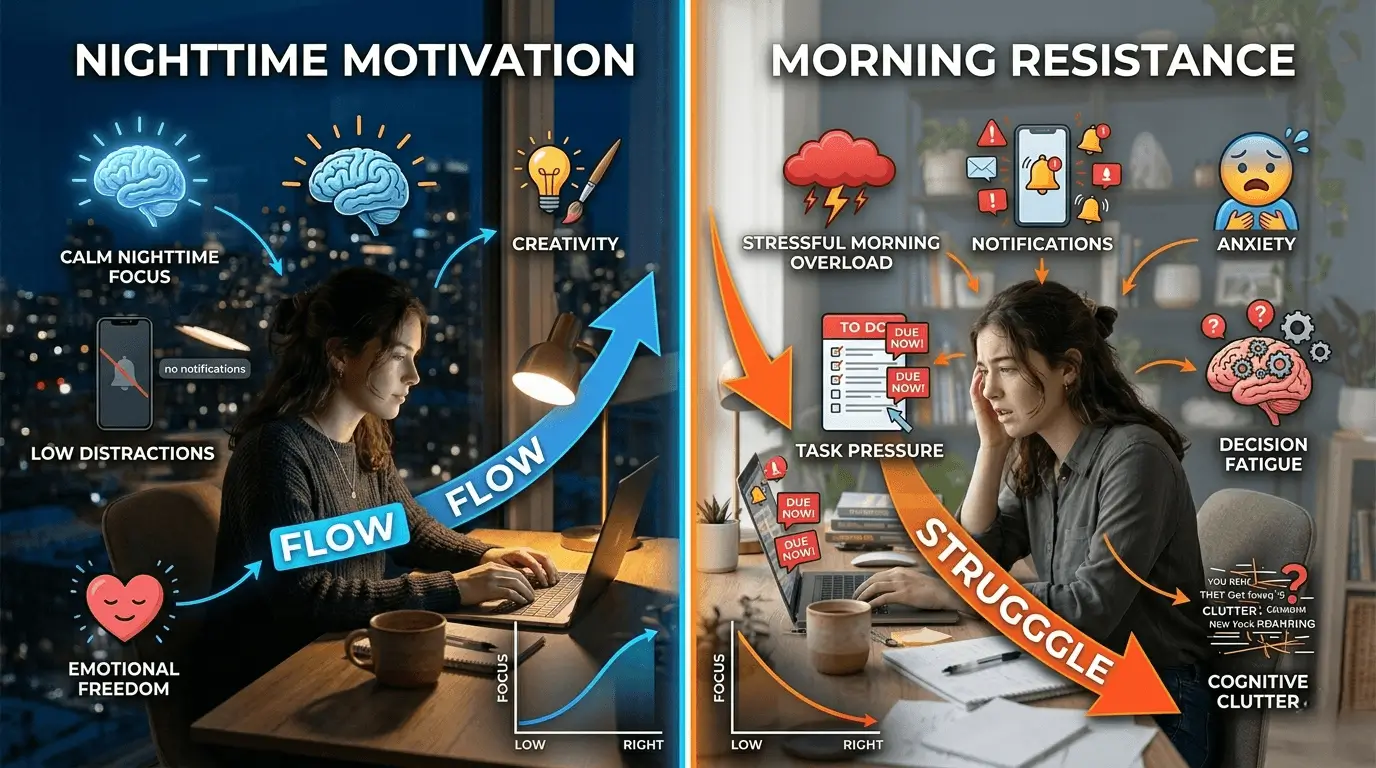 why am i only motivated at night